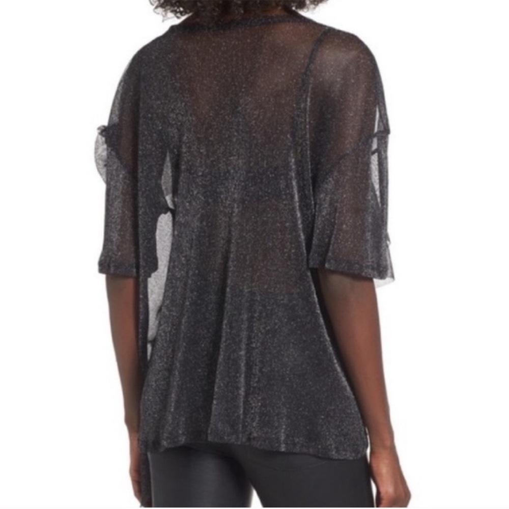 Black Ruffled Sheer Top - Picture 2 of 13
